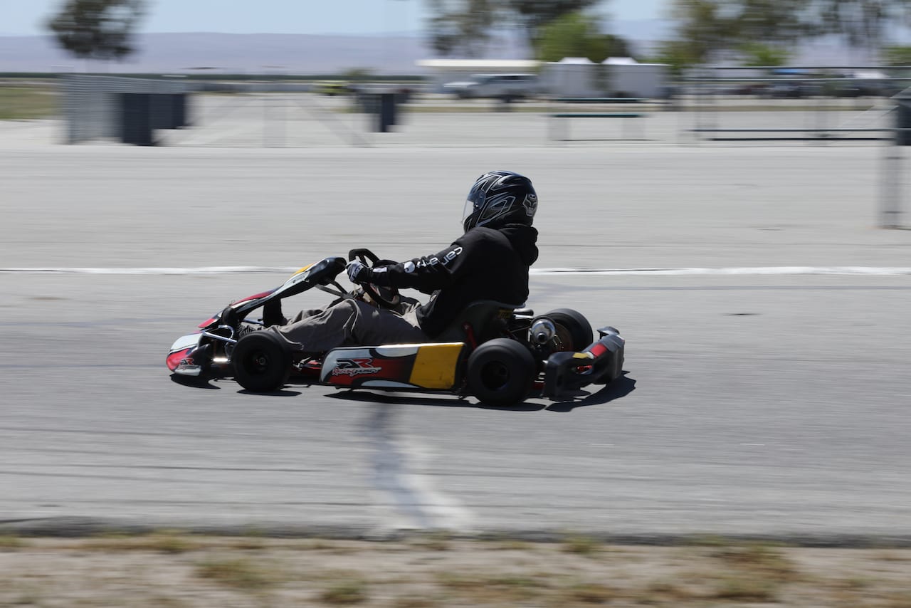 A competition kart on track during a FastLane karting session.