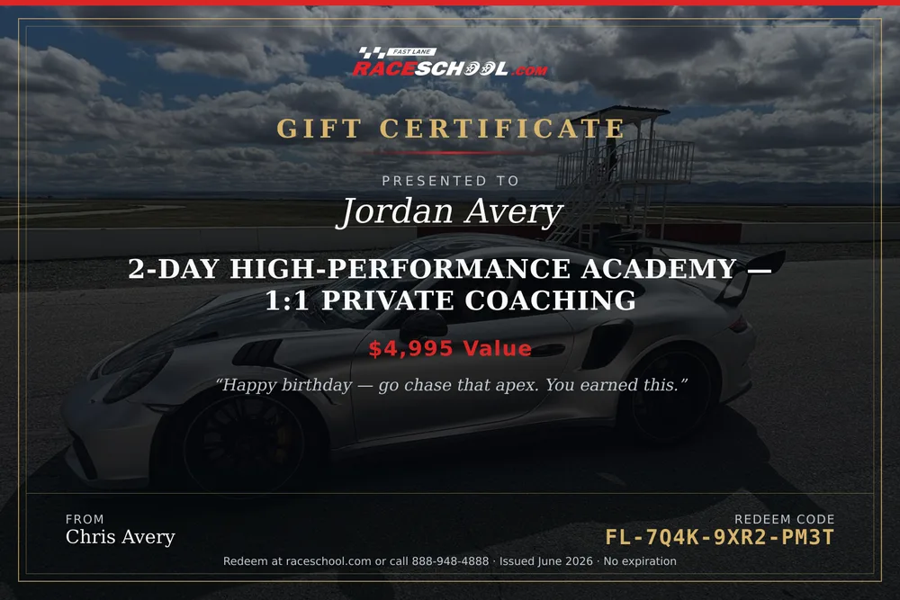 Example FastLane gift certificate