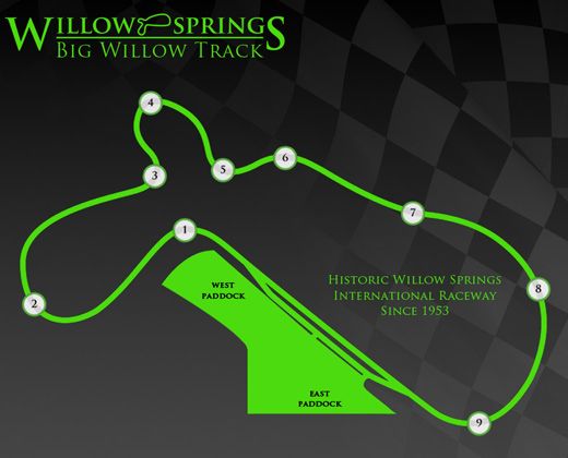 The Big Willow road course at Willow Springs International Raceway